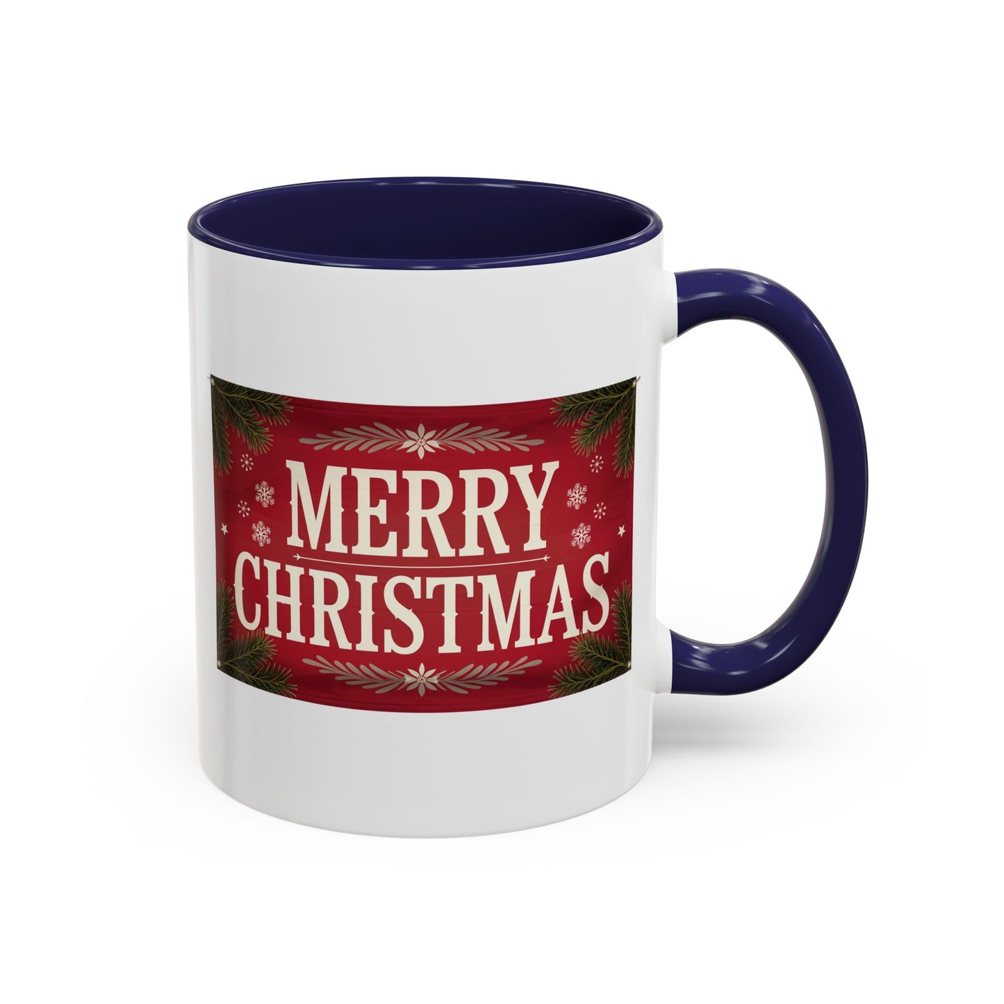 Christmas Mug - Merry Christmas Cream Text Maroon Background