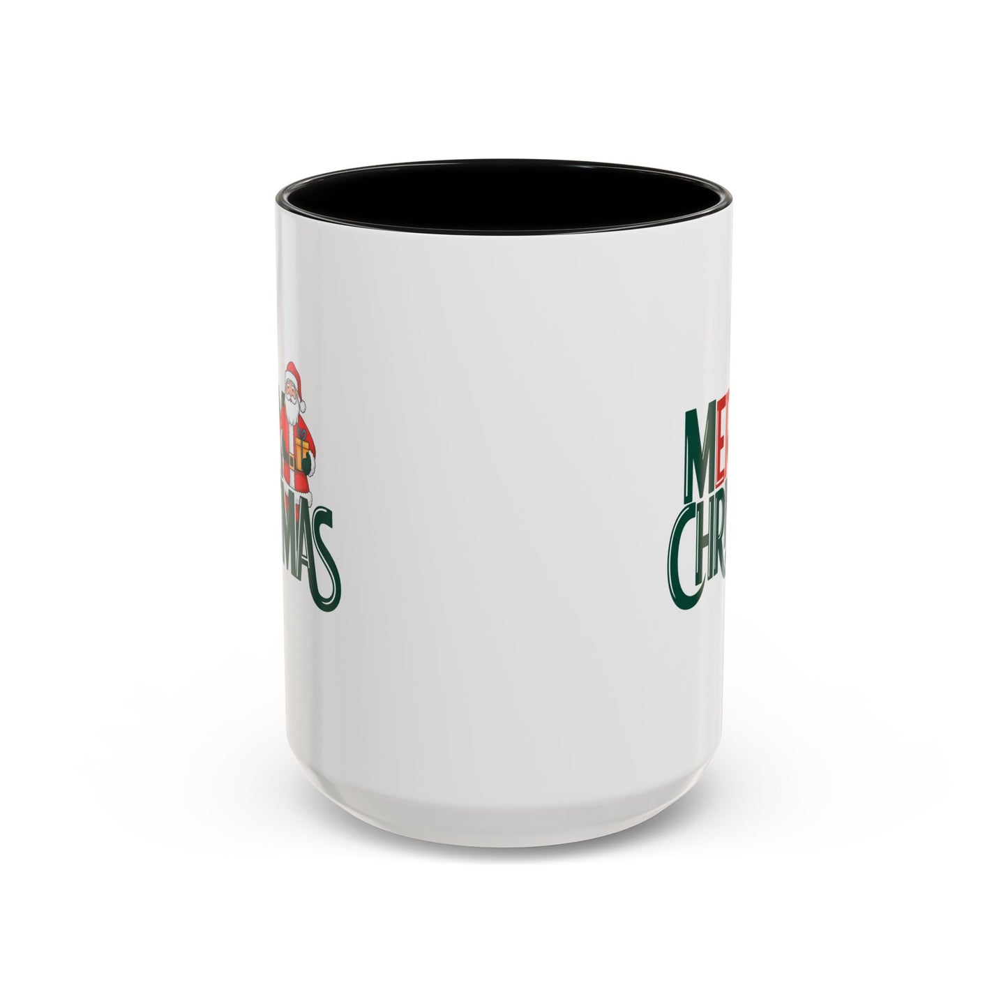Christmas Mug - Merry Christmas Green & Red Text Santa Present