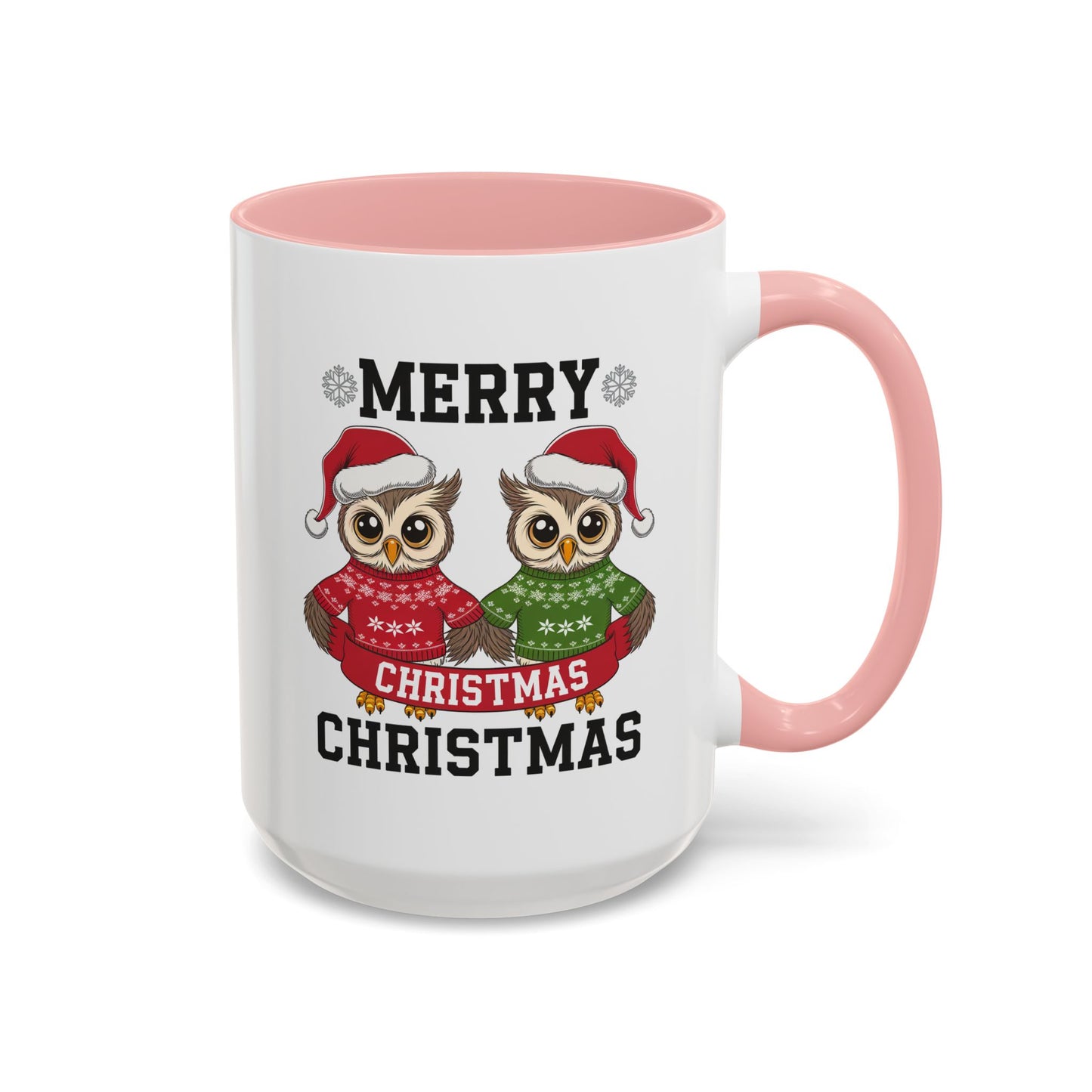 Christmas Mug - Merry Christmas Black Text Owls