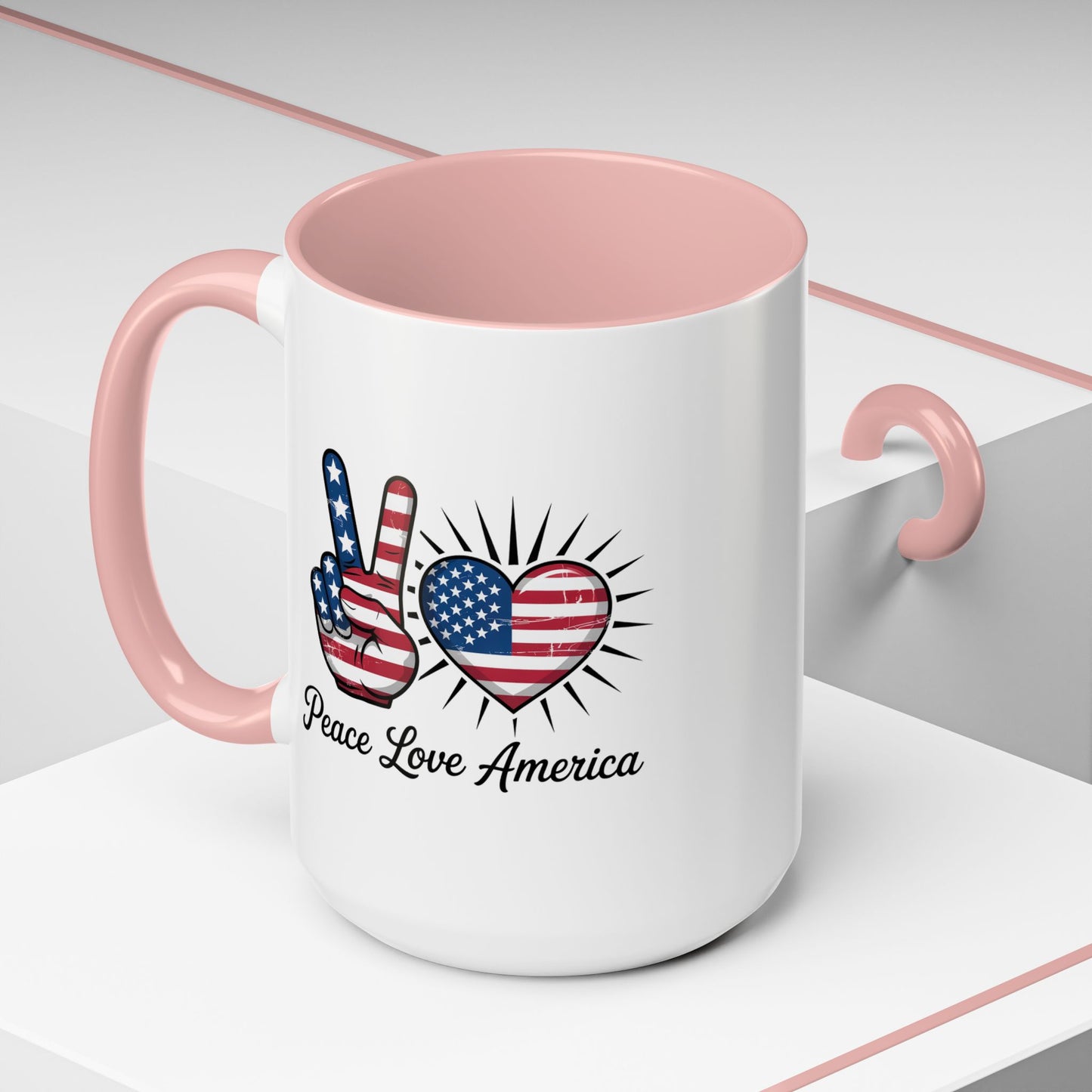 4th of July Mug - Peace Love America
