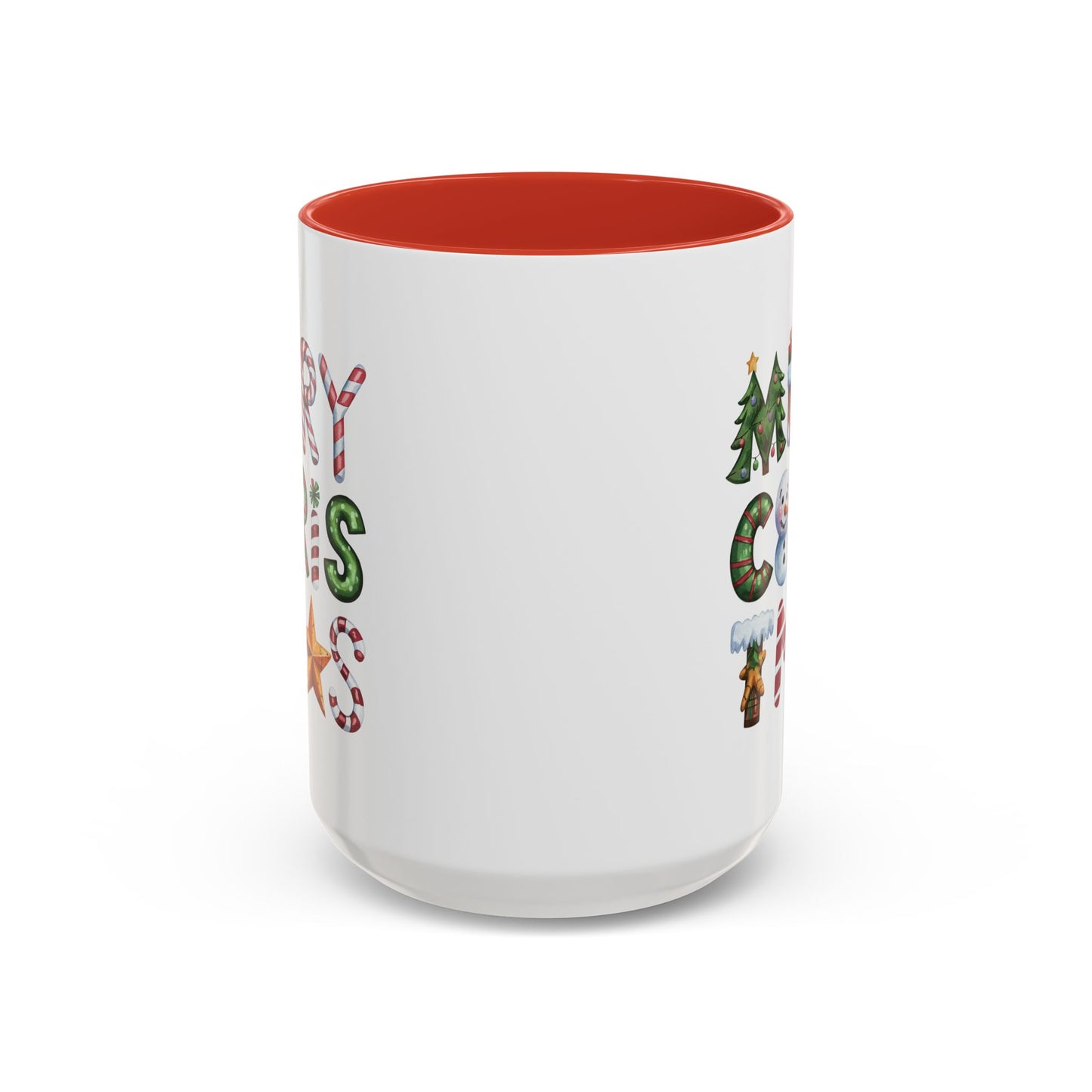 Christmas Mug - Merry Christmas Green Red & Gold Patterned Text