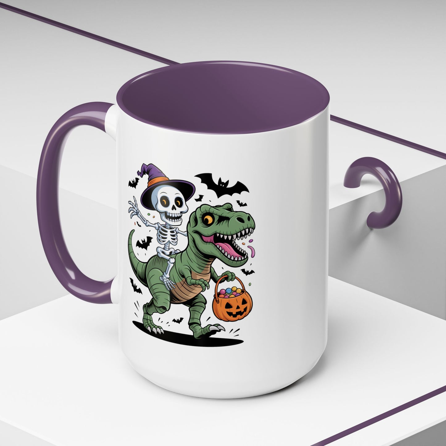 Halloween Mug - Skeleton Riding Dinosaur