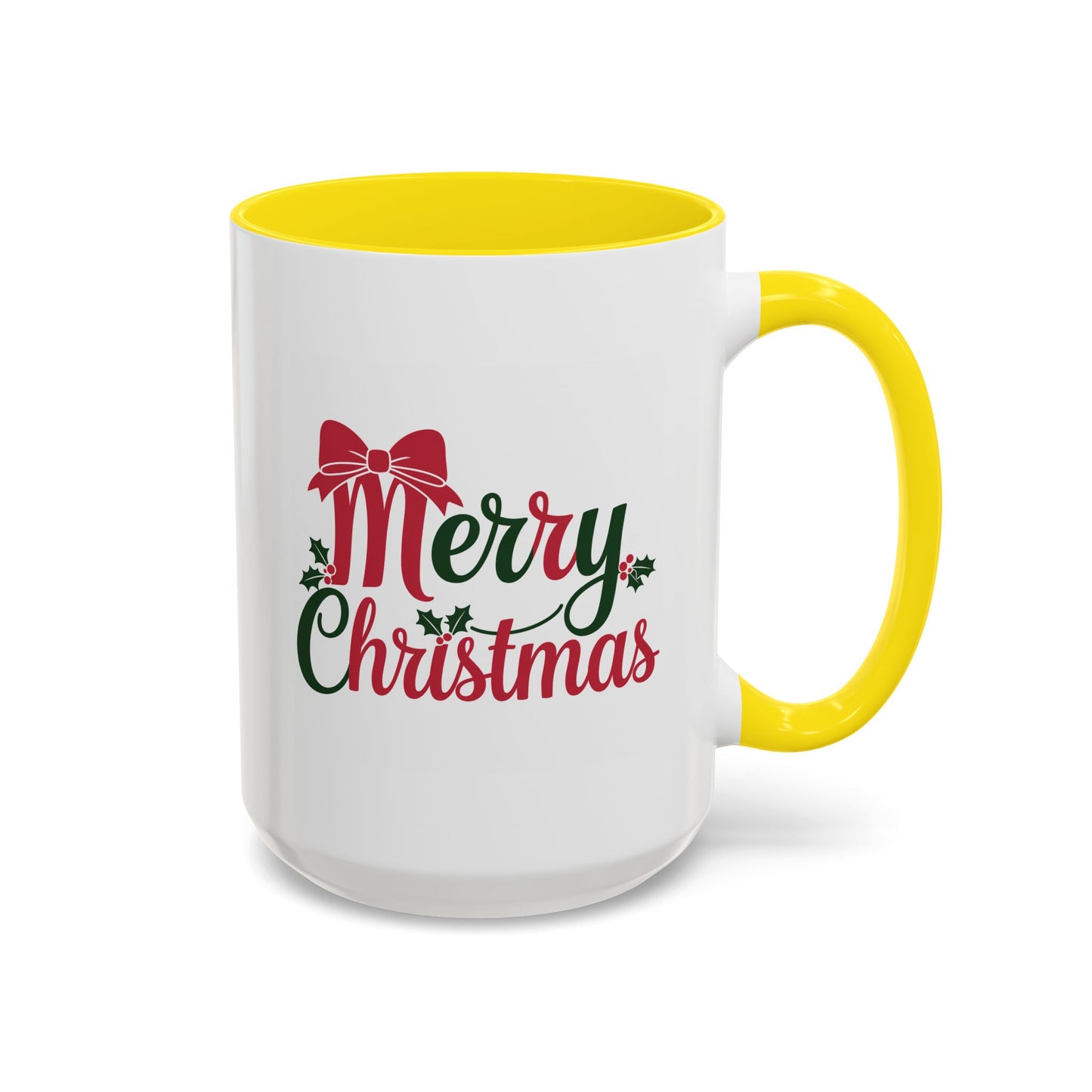 Christmas Mug - Merry Christmas Red & Green Text Bow