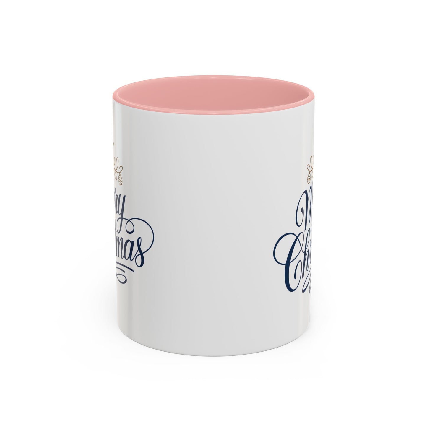 Christmas Mug - Merry Christmas Blue Text Gold Ornaments