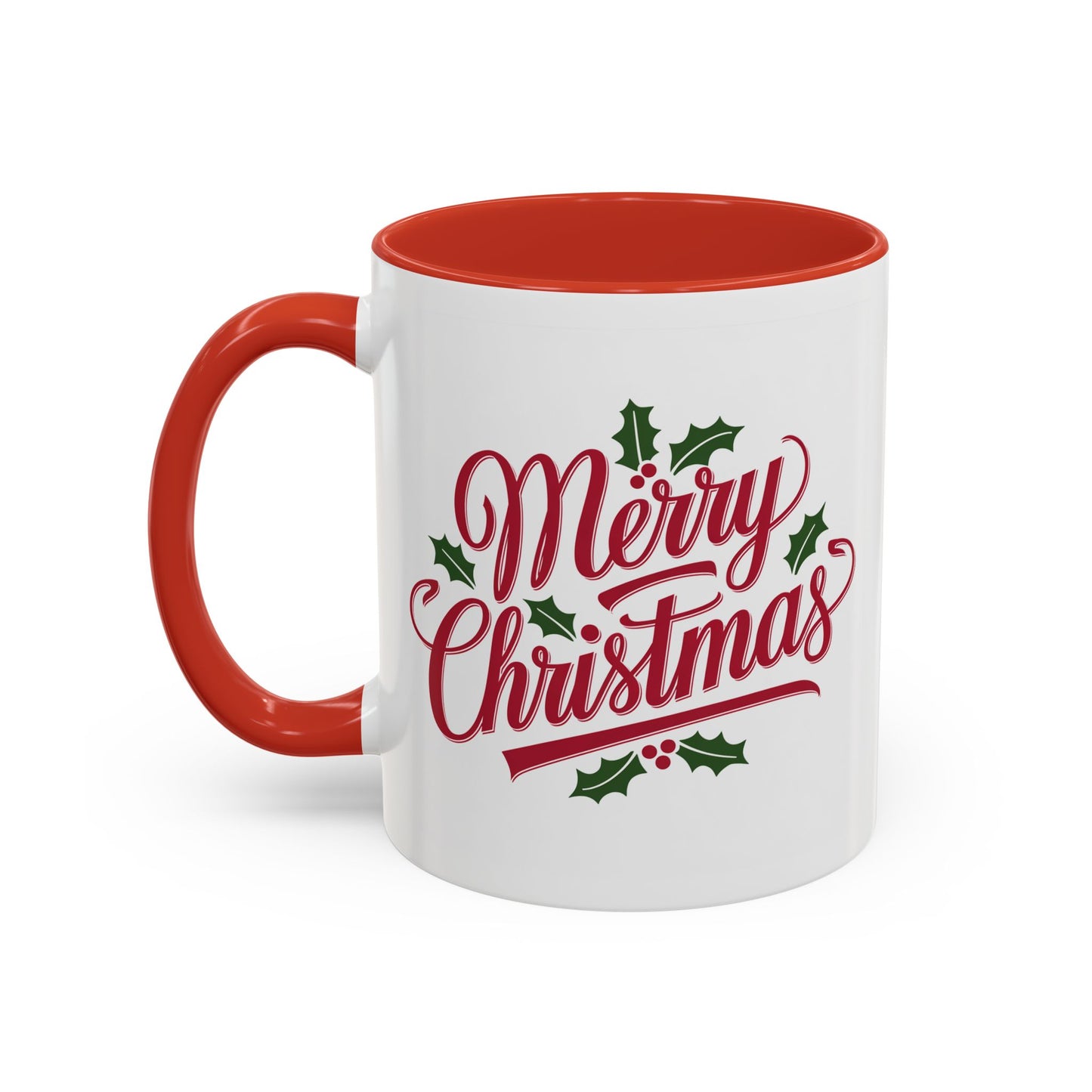 Christmas Mug - Merry Christmas Red Text Mistletoe