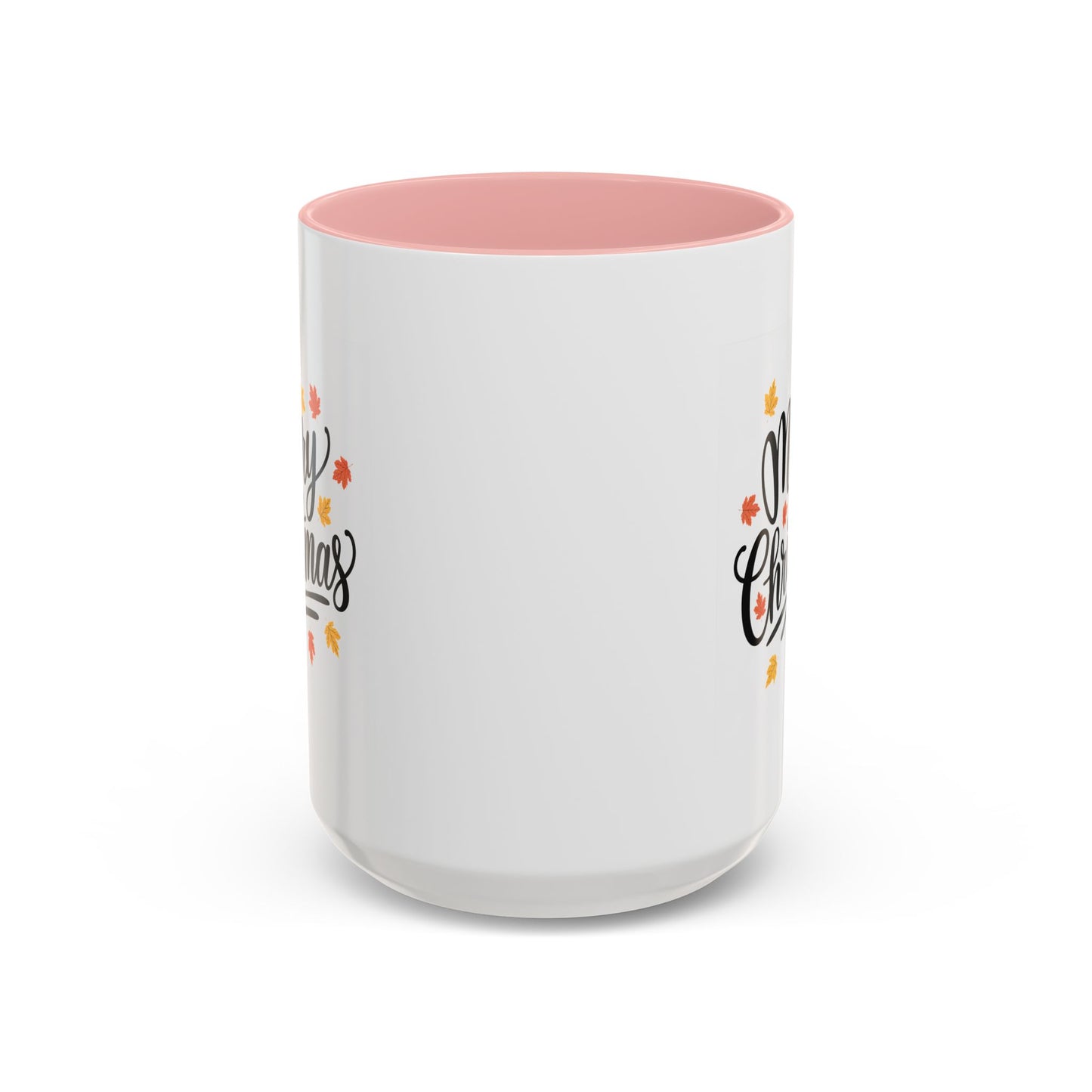 Christmas Mug - Merry Christmas Black Text Fall Leaves