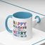Christmas Mug - Happy Holidays and Merry Christmas Blue Yellow Purple Orange Red Text