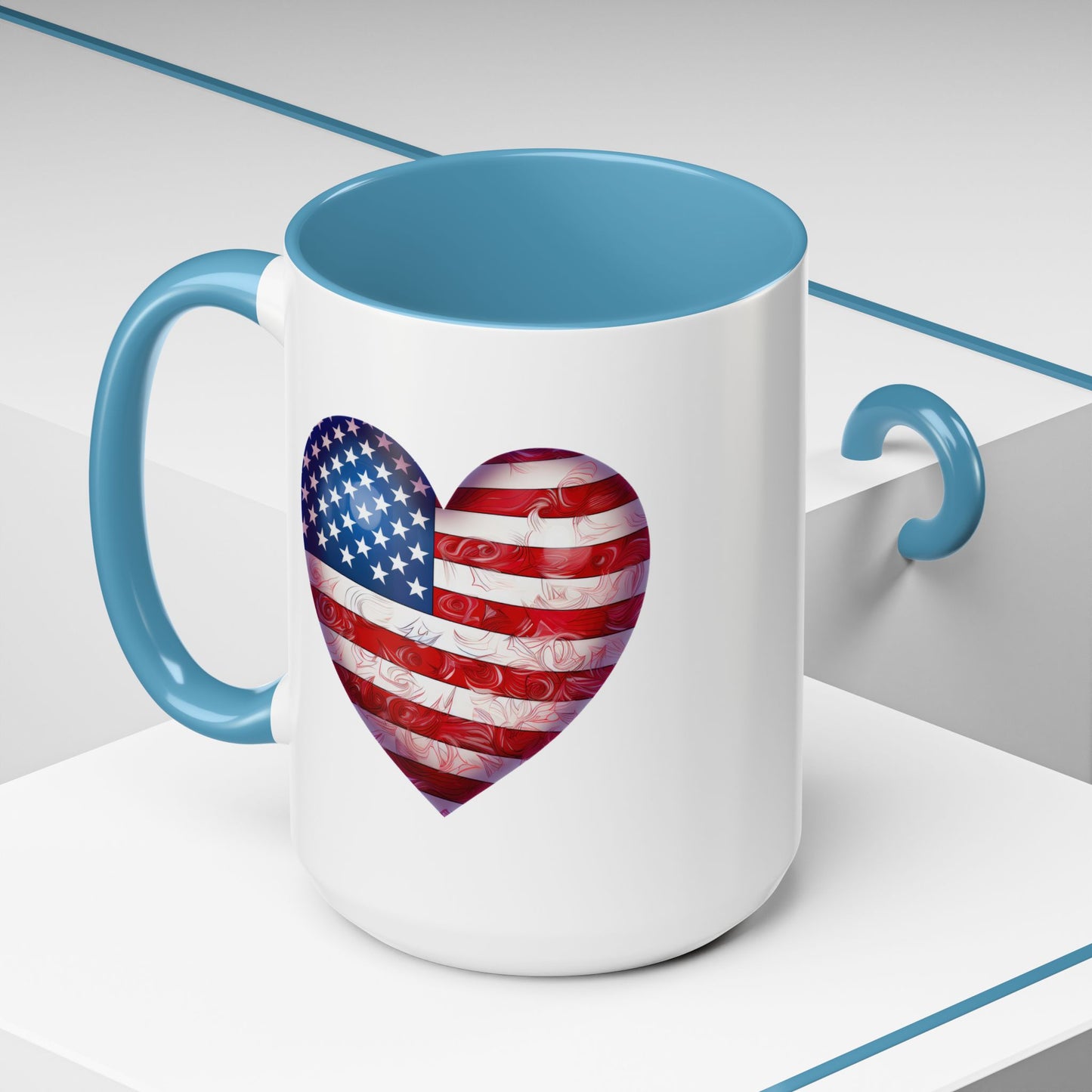 4th of July Mug - Heart American Flag
