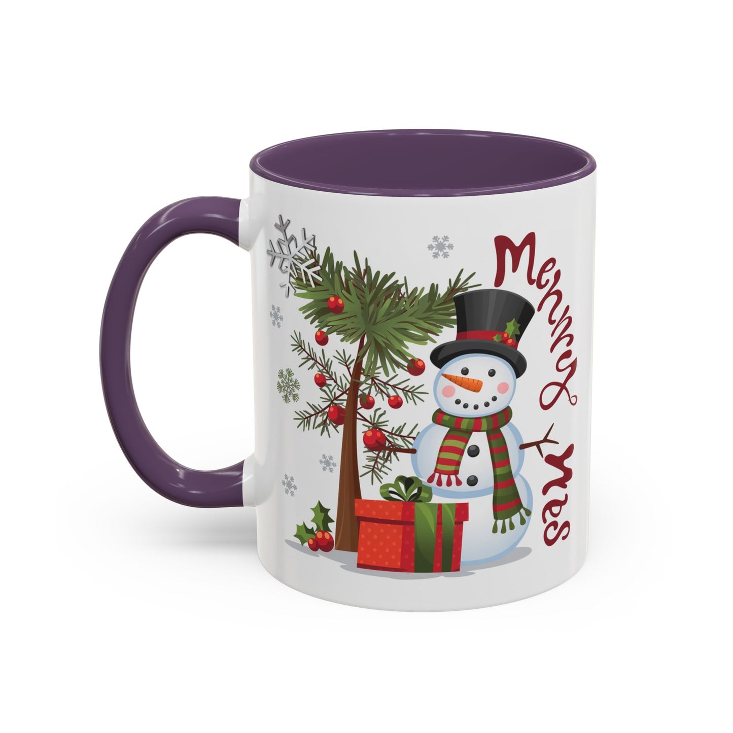 Christmas Mug - Merry Xmas Snowman Tree Present