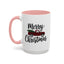 Christmas Mug - Merry Christmas Black Text Tartan Truck
