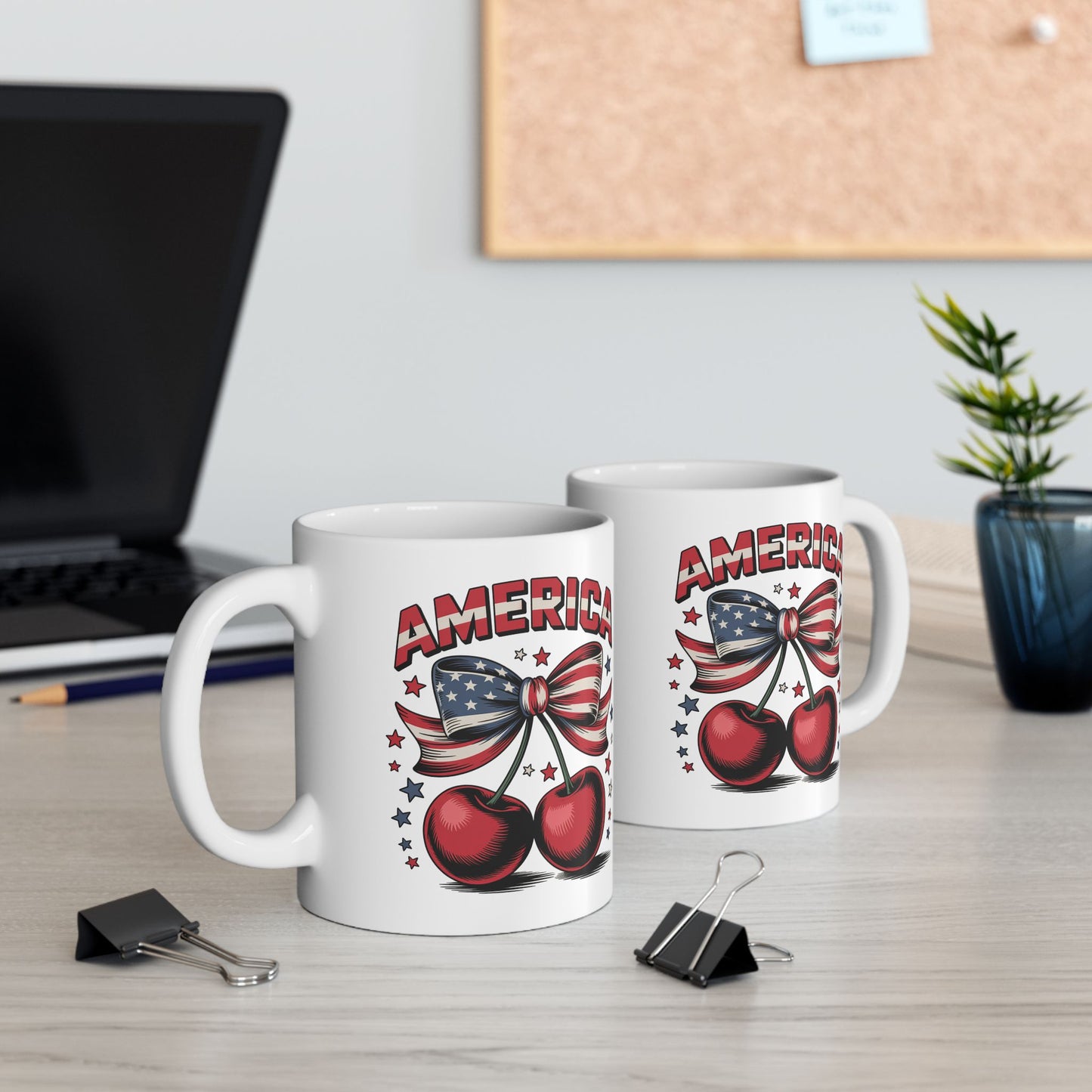 4th of July Mug - America Cherry Bow