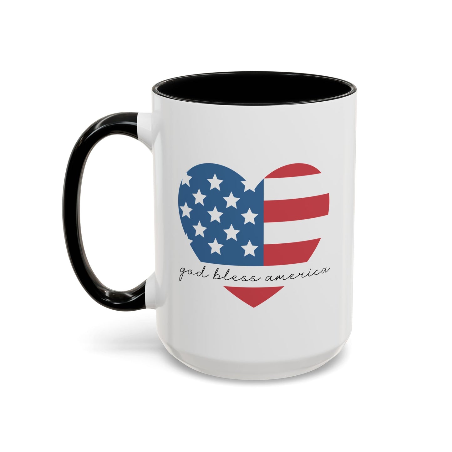 4th of July Mug - God Bless America Flag Heart