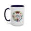 Christmas Mug - Merry Christmas Blue Text Bow Present Ornaments