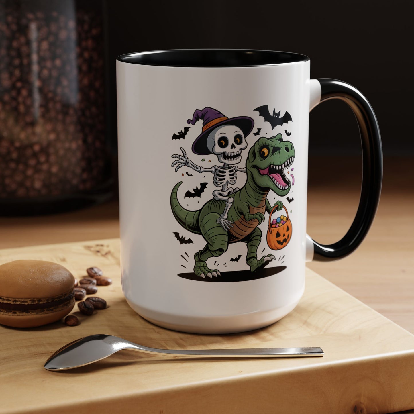 Halloween Mug - Skeleton Riding Dinosaur