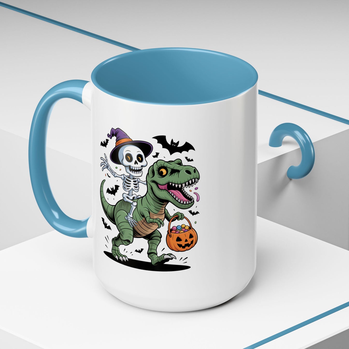Halloween Mug - Skeleton Riding Dinosaur