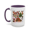Christmas Mug - Happy Holidays Red Text Reindeer Santa Snowman Presents