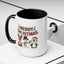 Christmas Mug - Red Green & Gold Text Reindeer Snowman Penguin