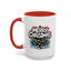 Christmas Mug - Merry Christmas White & Red Text Tree Lights