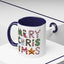 Christmas Mug - Merry Christmas Green Red & Gold Patterned Text