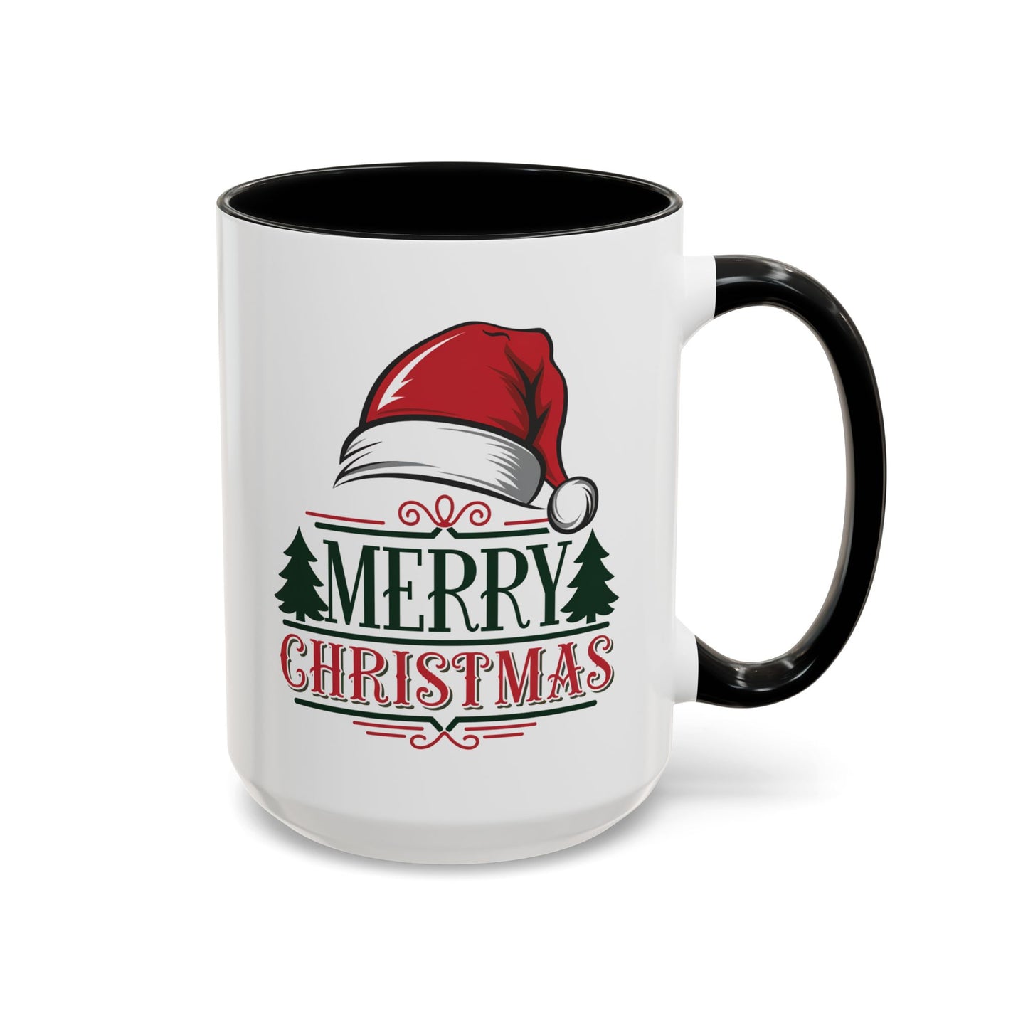 Christmas Mug - Merry Christmas Green & Red Text Red Hat