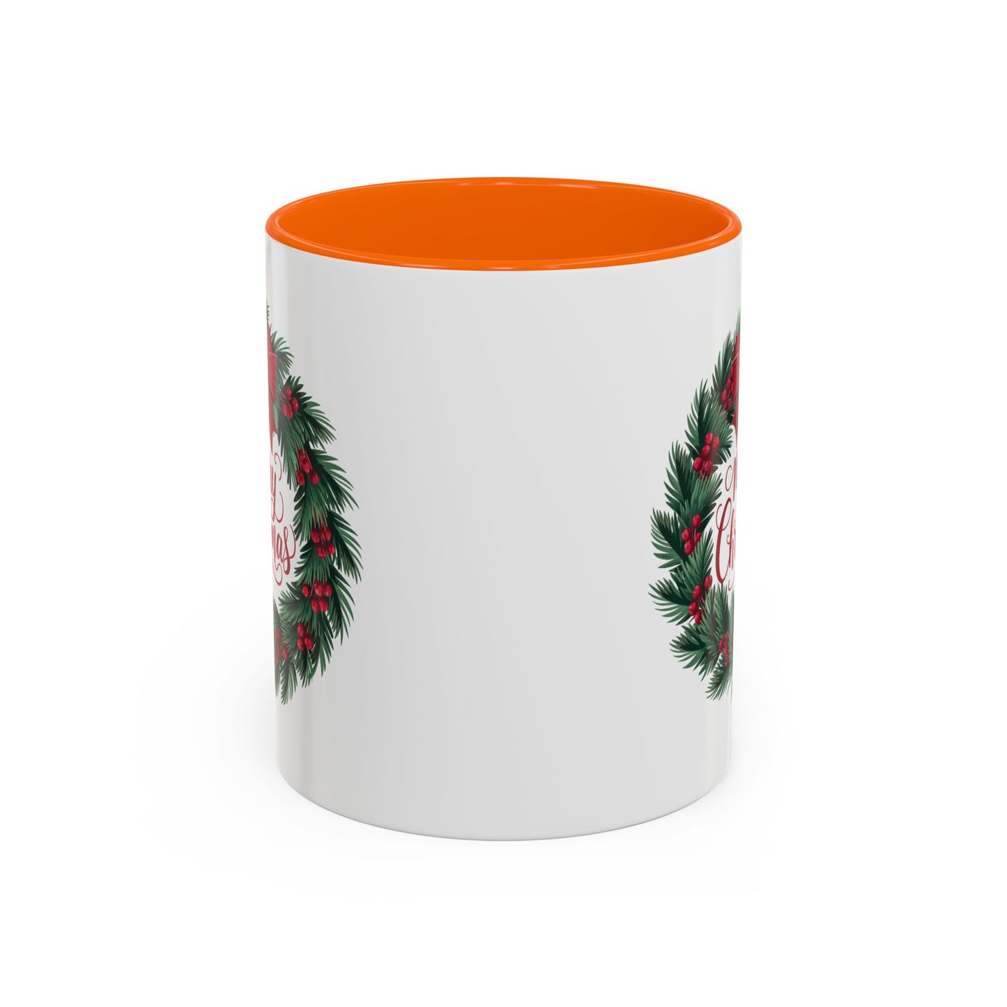 Christmas Mug - Merry Christmas Red Text Bow Wreath