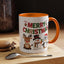 Christmas Mug - Red Green & Gold Text Reindeer Snowman Penguin