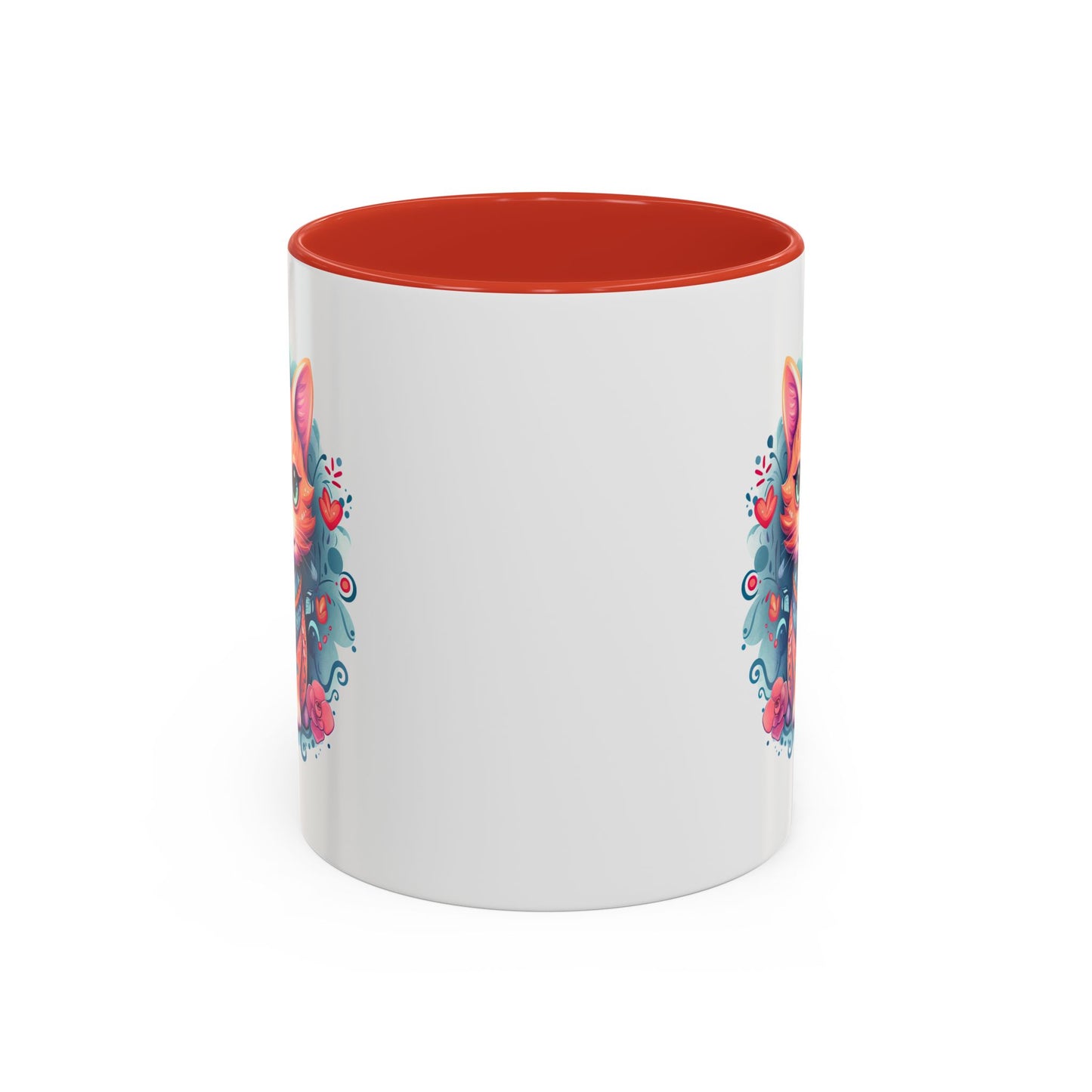 Animal  - Mystic Cat Turquoise & Coral Flowers