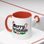 Christmas Mug - Merry Christmas Black Text Hat Candy Cane Mistletoe