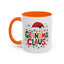 Christmas Mug - Grandma Claus Green Yellow & Red Text Hat Lights Stars