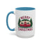 Christmas Mug - Merry Christmas Maroon Text Camper Trees