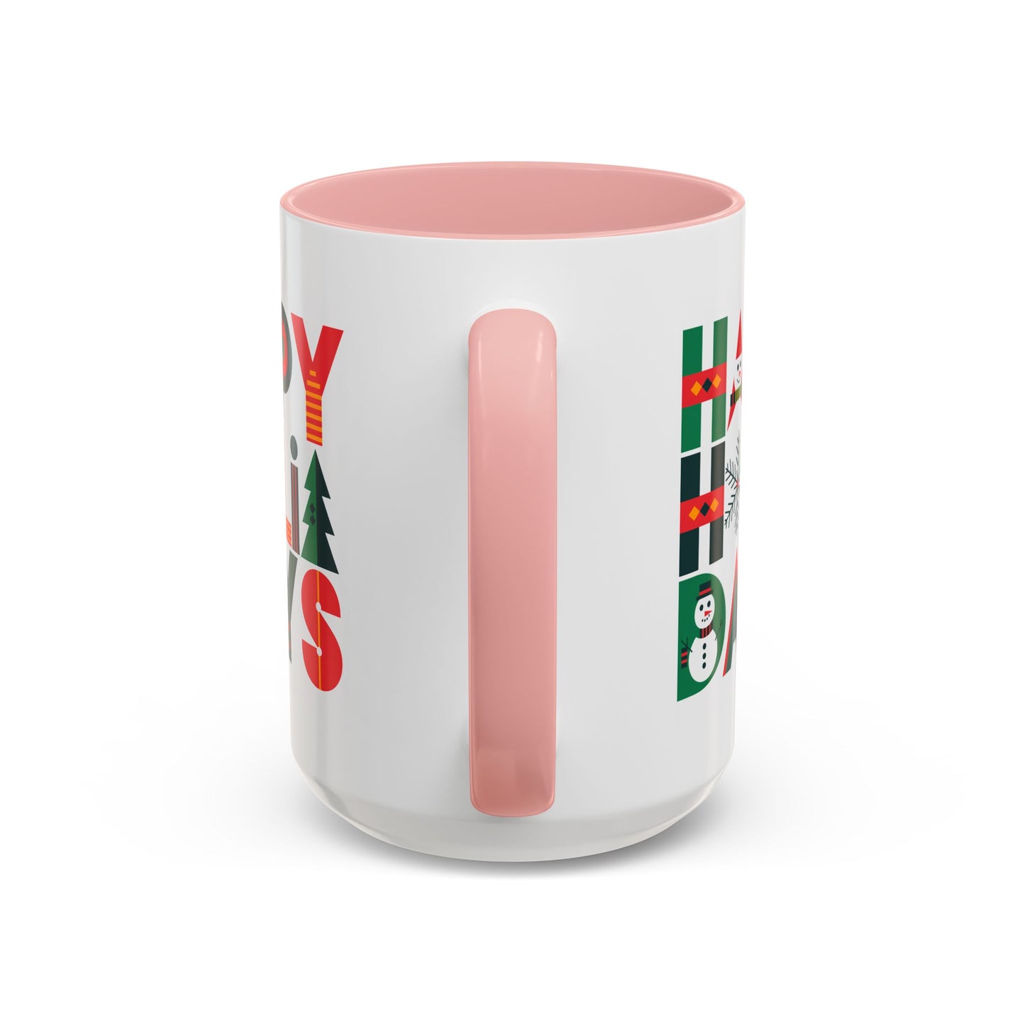 Christmas Mug - Happy Holidays Green Red & Blue Decorative Text