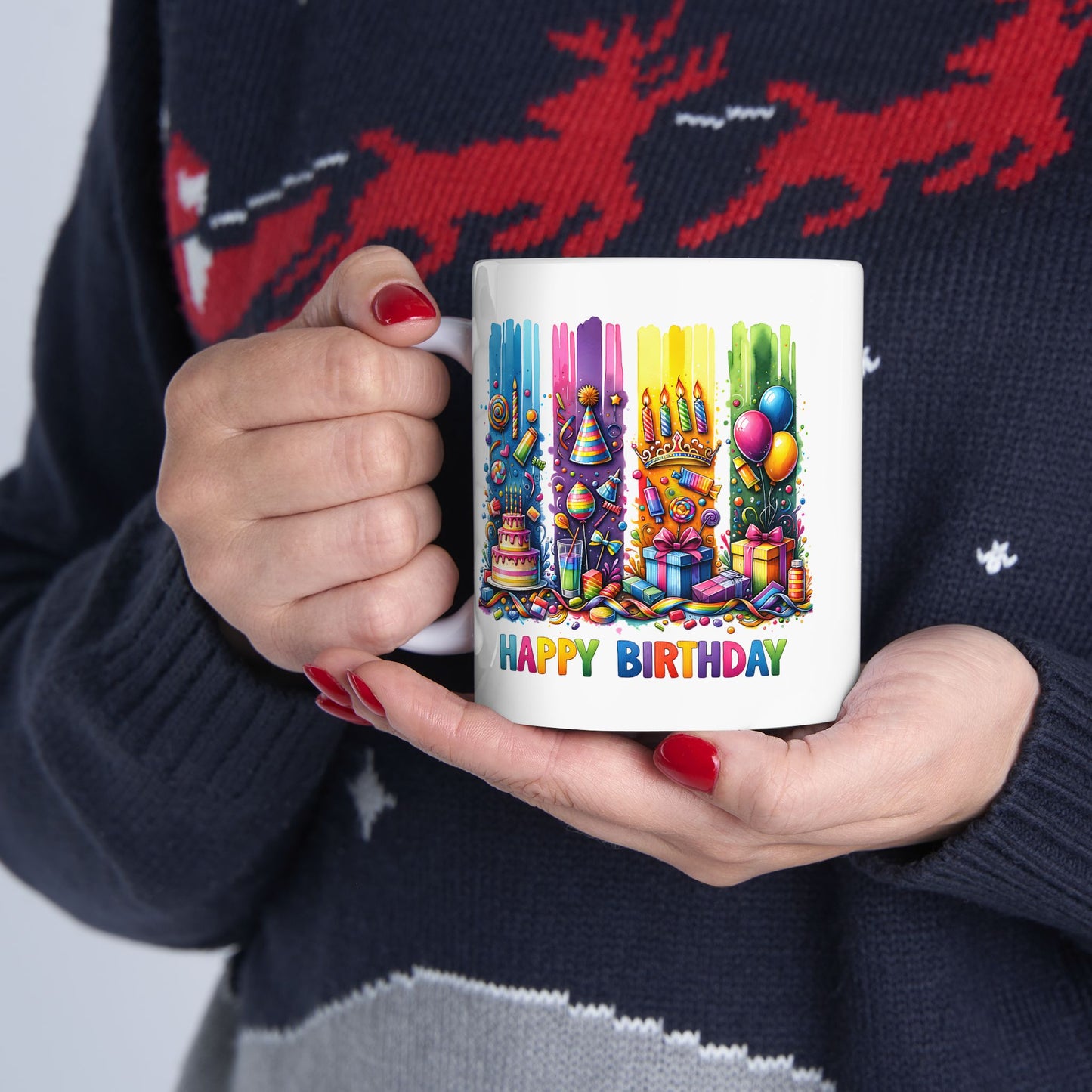 Birthday Mug - Happy Birthday Brushstrokes
