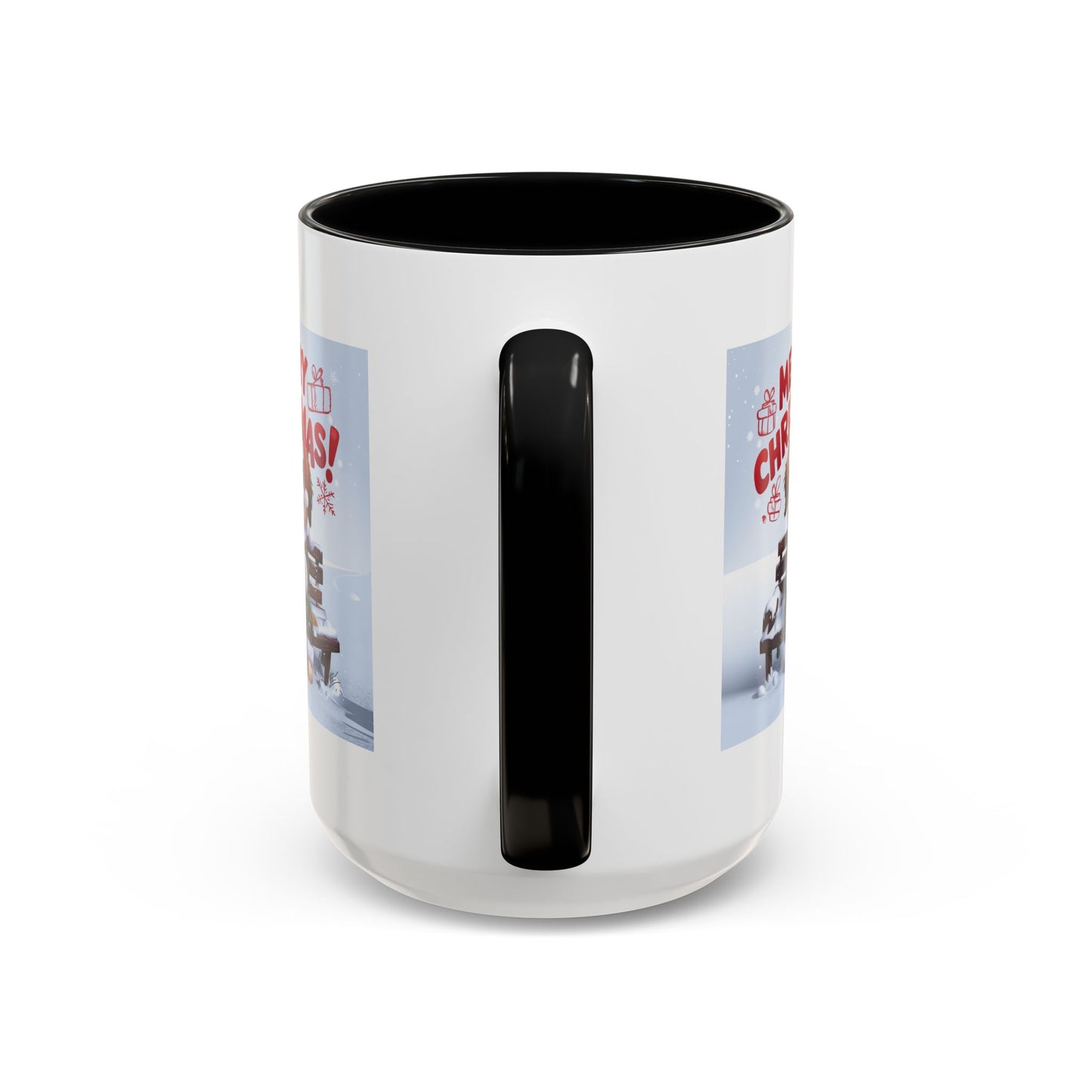 Christmas Mug - Merry Christmas Red Text Puppy Green Top 2