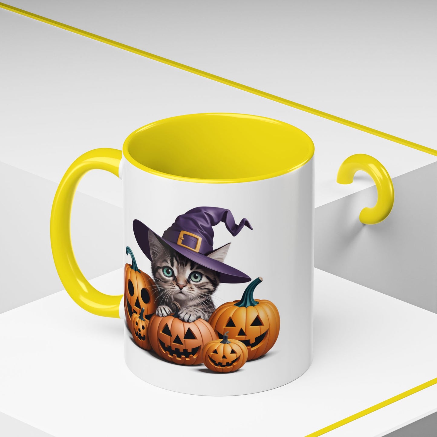 Halloween Mug - Witch Cat Hiding In Pumpkins