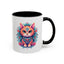 Animal  - Mystic Cat Turquoise & Coral Flowers