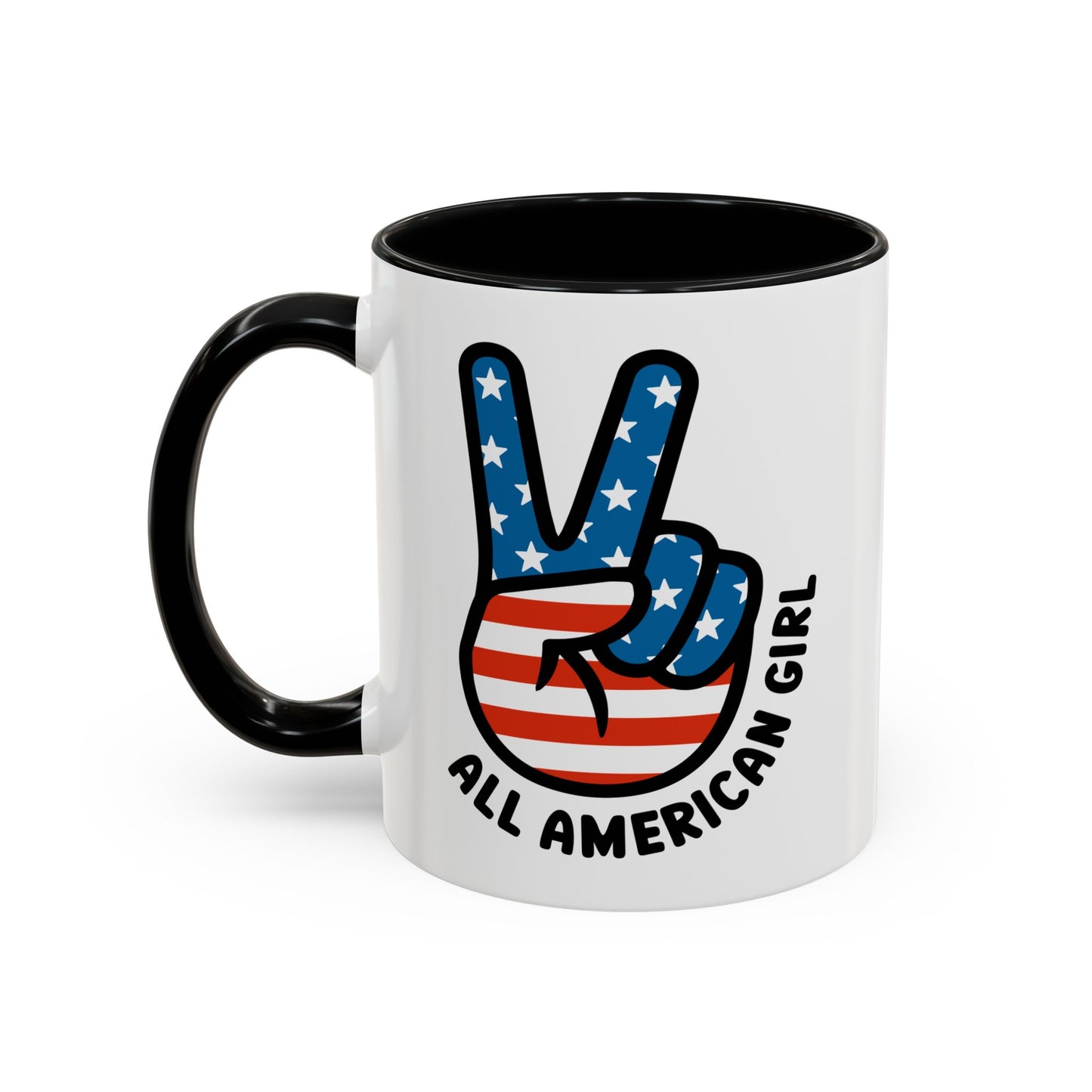 4th of July Mug - All American Girl Peace Sign