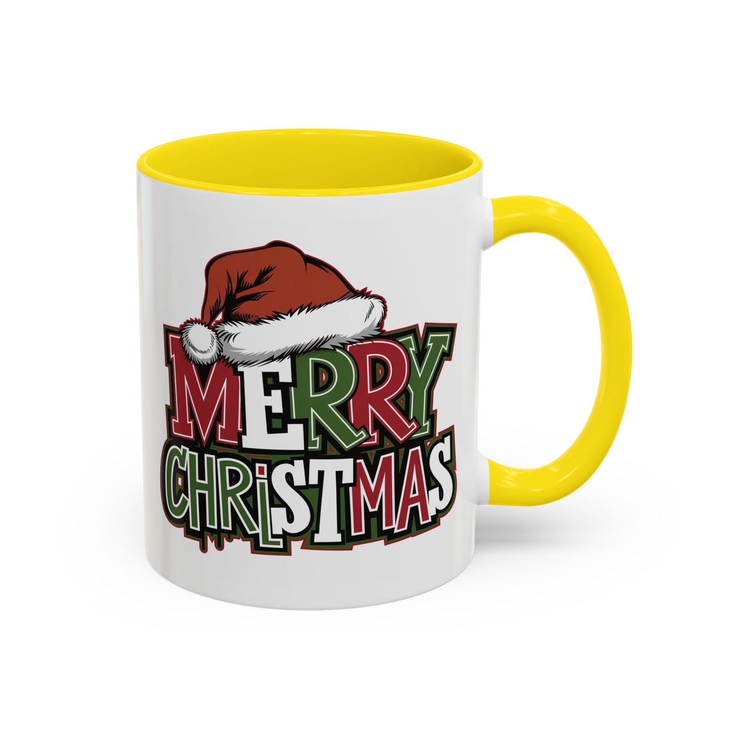 Christmas Mug - Merry Christmas Red Green & White Graffiti Hat
