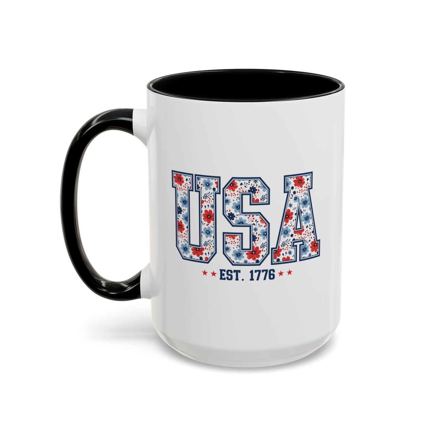 4th of July Mug - USA EST 1776 Floral