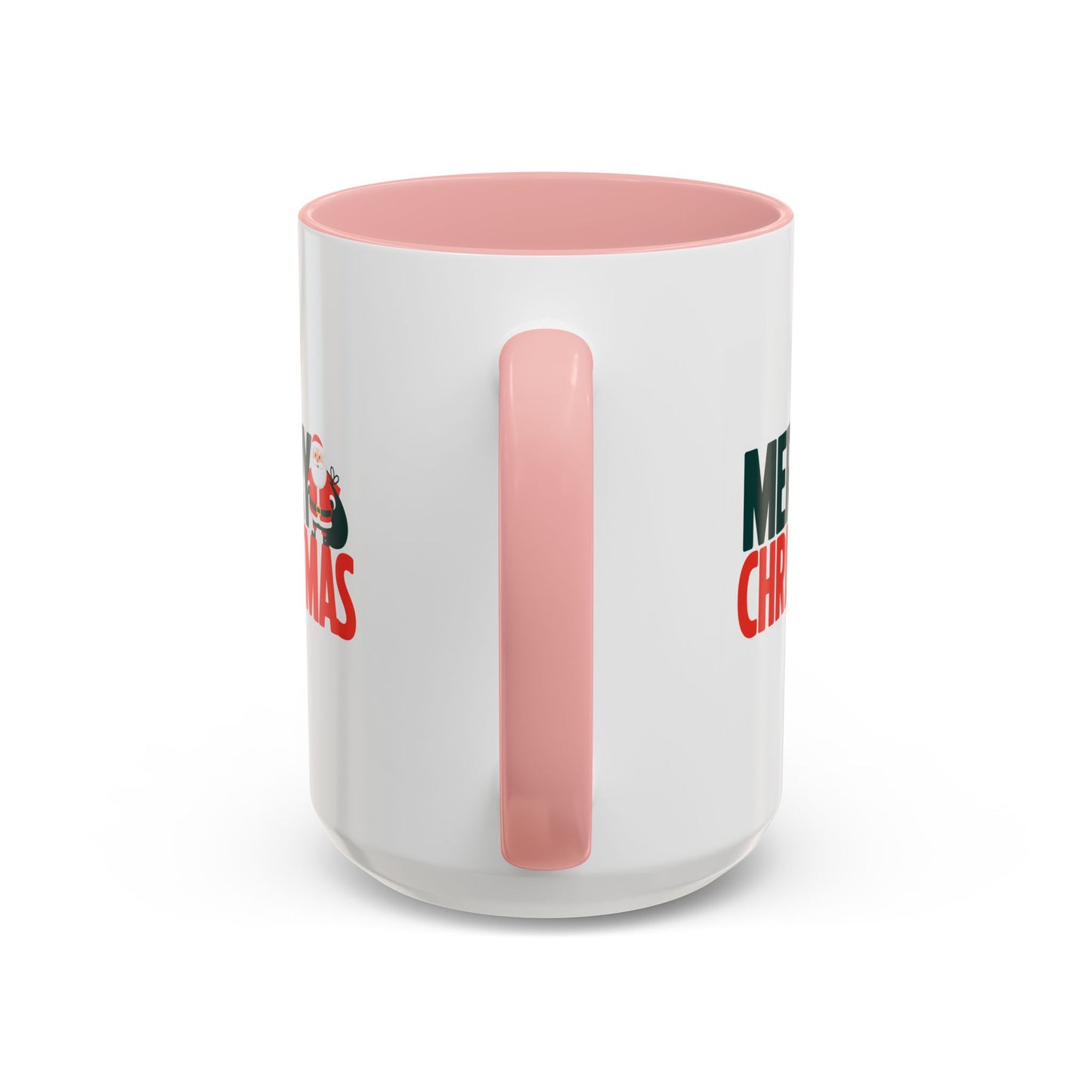 Christmas Mug - Merry Christmas Green & Red Text Santa Bag