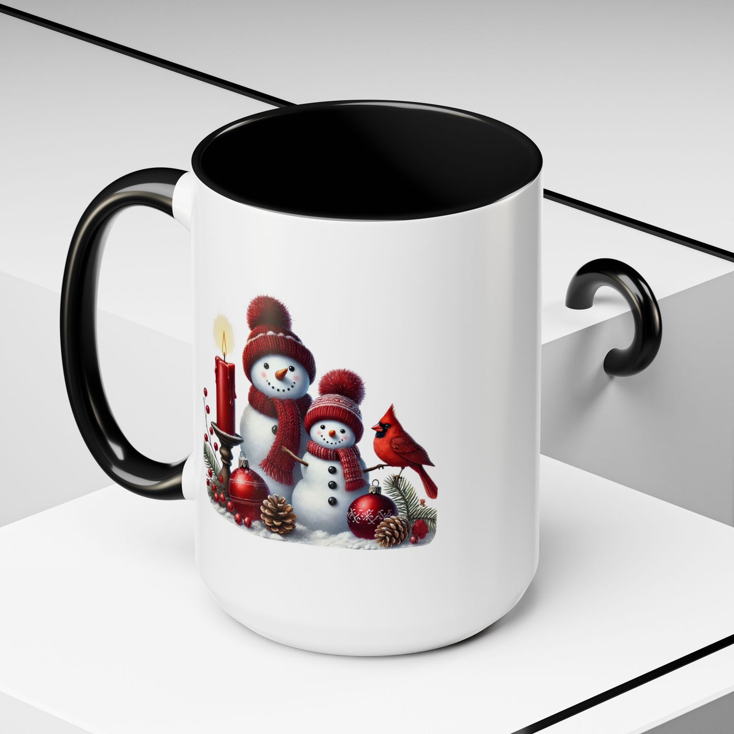 Christmas Mug - Burgundy Snowman Family