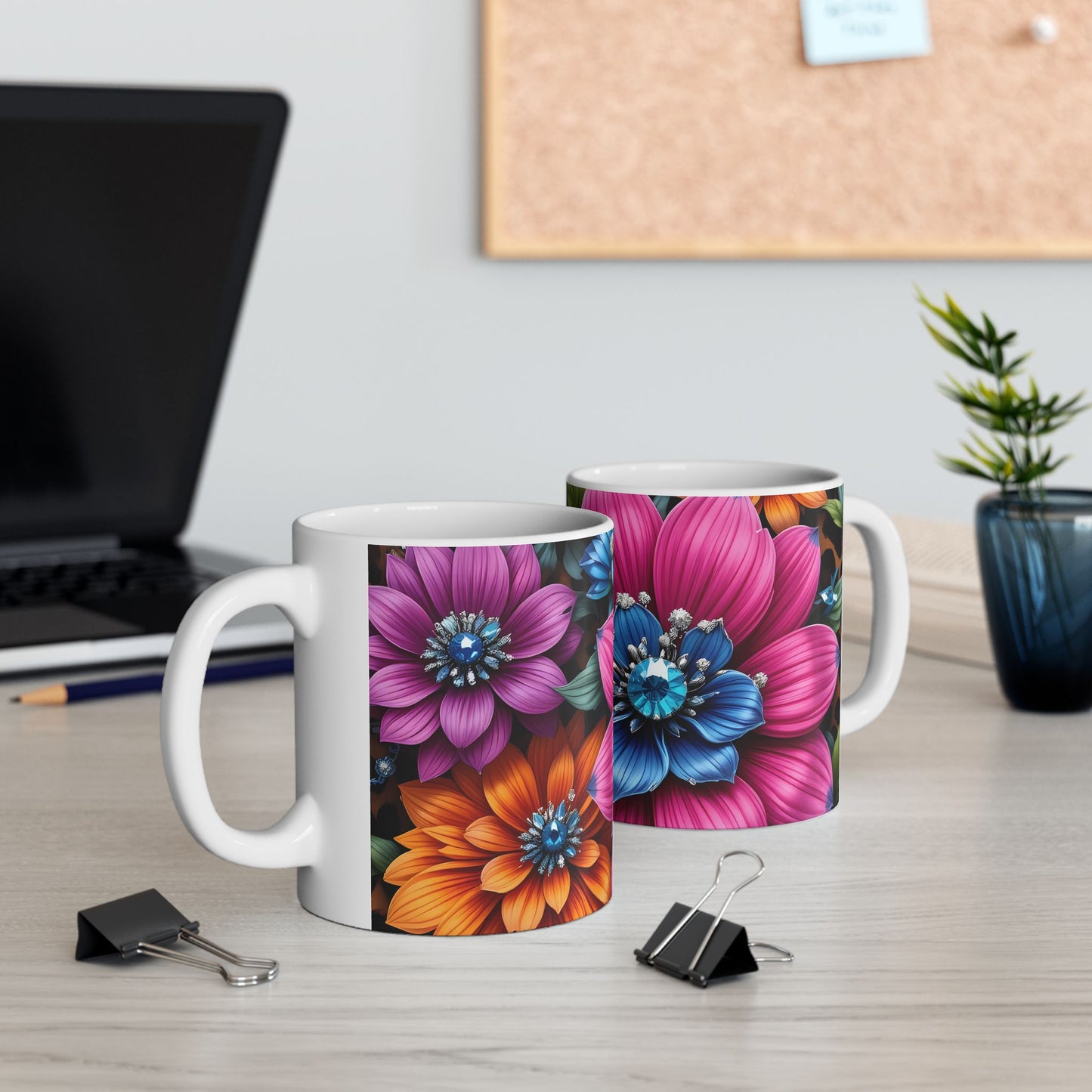 Artistic Mug - Diamond Flowers