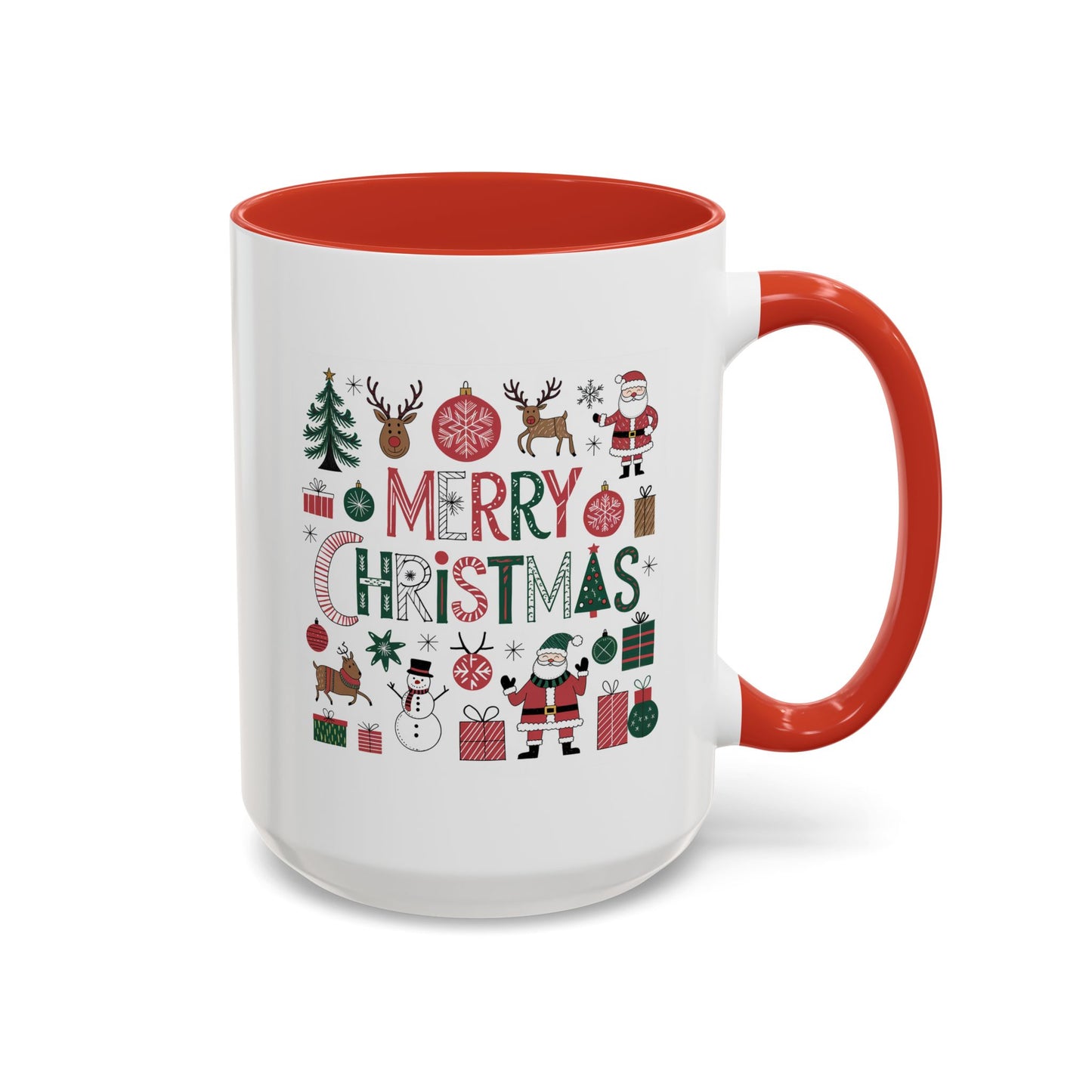 Christmas Mug - Merry Christmas Red White & Green Text Collage