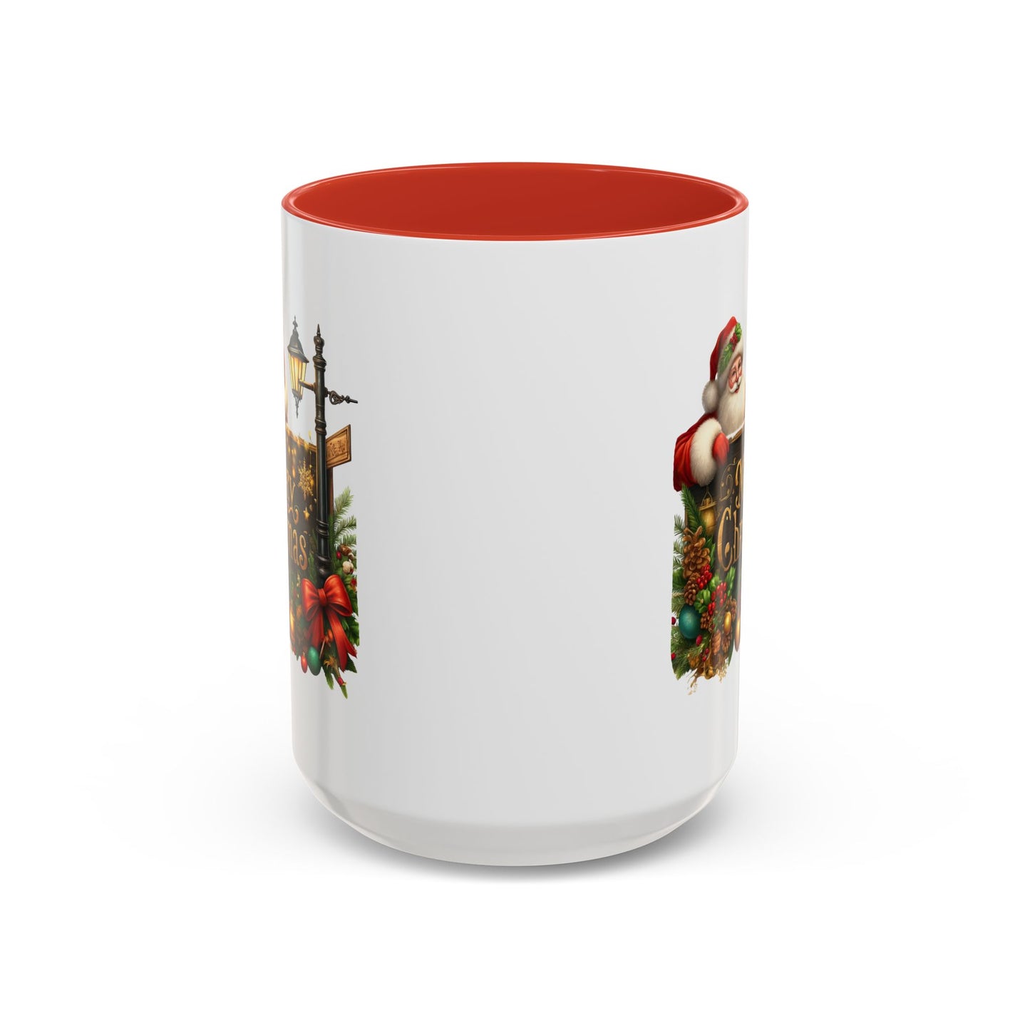 Christmas Mug - Merry Christmas Gold Text Santa Point Ornaments