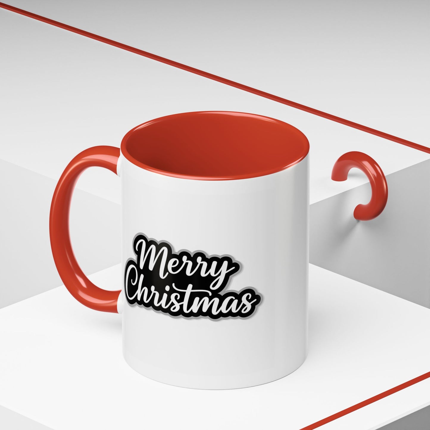 Christmas Mug - Merry Christmas White Black & Grey Text