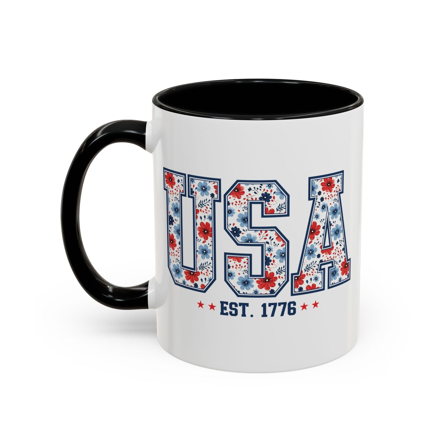 4th of July Mug - USA EST 1776 Floral