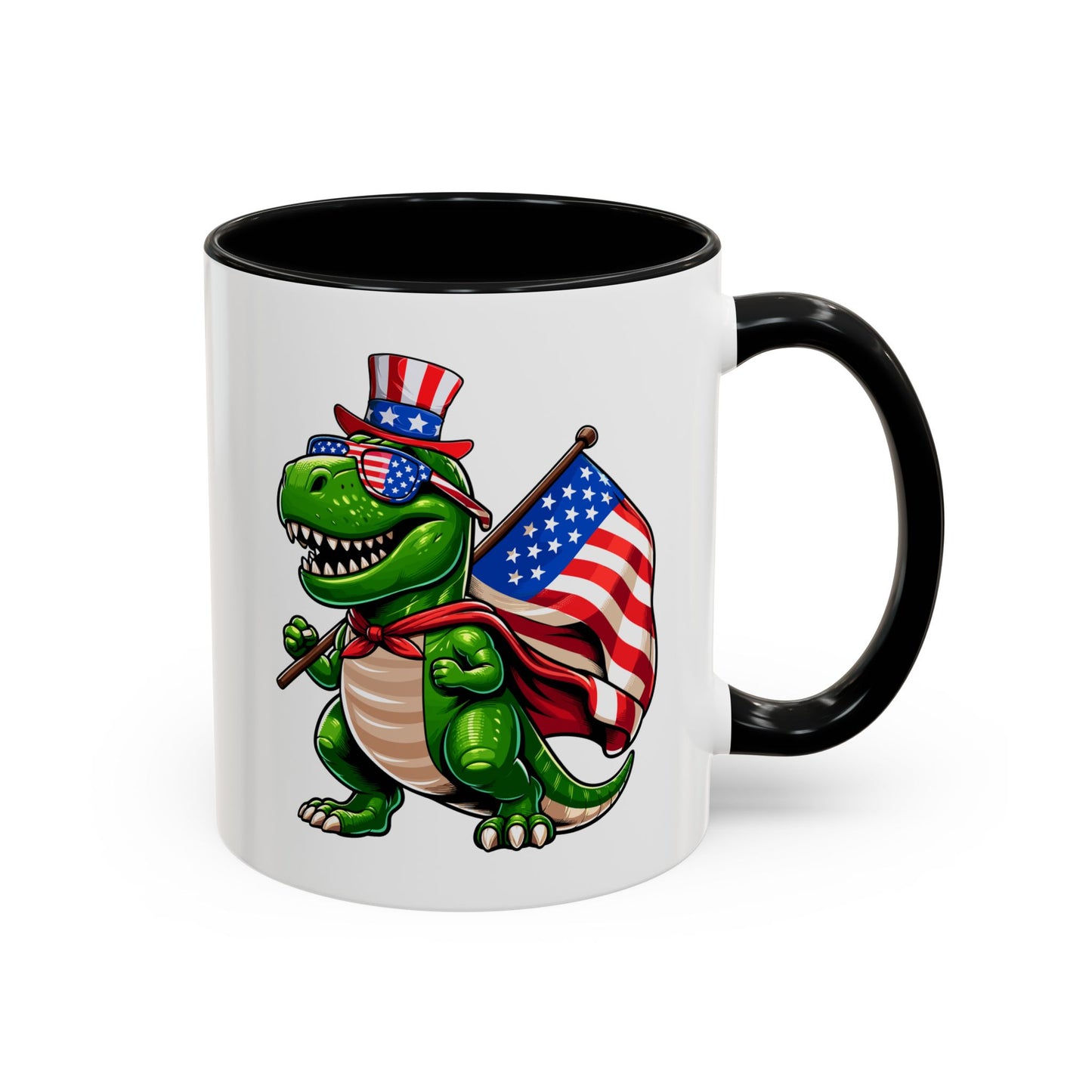 4th of July Mug - T Rex Dinosaur USA Flag