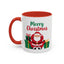 Christmas Mug - Merry Christmas Green & Red Text Santa Presents