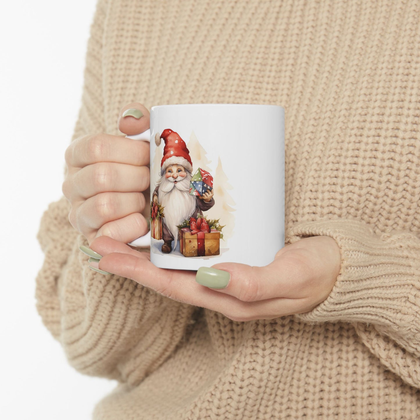 Christmas Mug - Happy Gnome with Presents