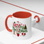 Christmas Mug - Merry Christmas Red & Green Text Santa Reindeer Tree Sleigh Ornaments
