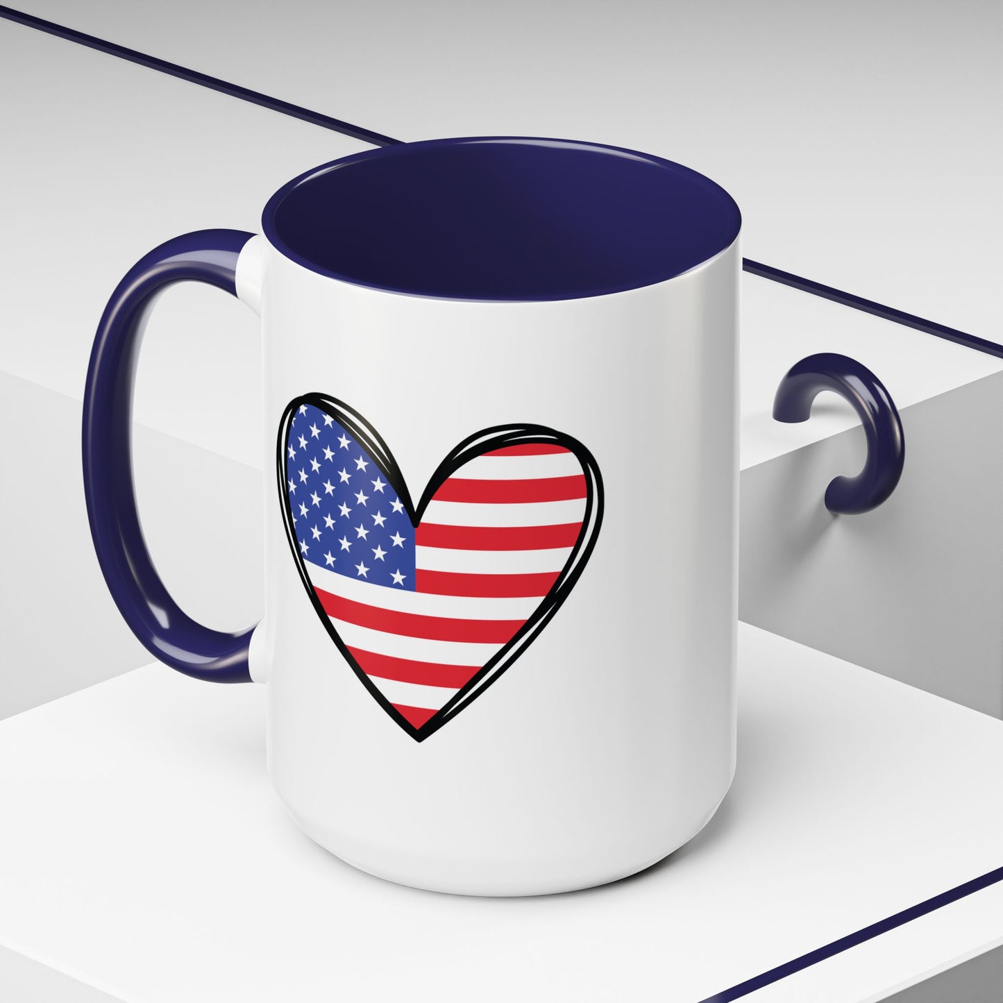 4th of July Mug - USA Flag Heart